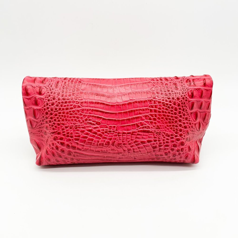 BRAHMIN Croc Fold Over Clutch Purse Pink - Picture 3 of 8